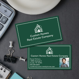 Cartão De Visita Empresa Imobiliária Verde Chic Branco Corretor Fot