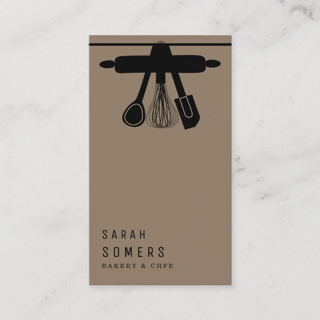 Cartão De Visita Empresa moderna de faca de brilho Dourado e padari (Frente)