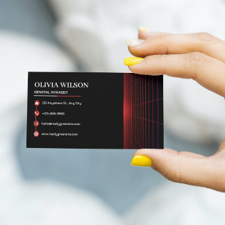 Cartão De Visita Empresa Moderna Preta e Vermelha Minimalista e Ele