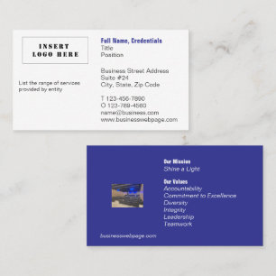 Cartão De Visita Empresa personalizada, branco e azul corporativo
