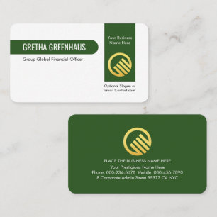 Cartão De Visita Empresa Privada Linha Verde Vertical Elegante