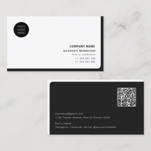 Cartão De Visita Empresa profissional com código QR simples com lo