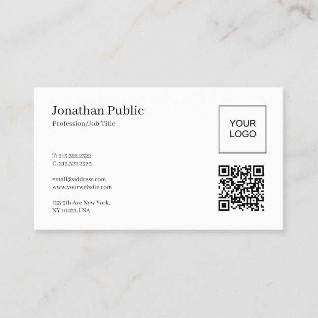 Cartão De Visita Empresa Profissional de Upload de Logo para QR Cod (Frente)