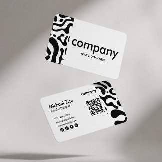 Cartão de Visita Empresarial Abstrato Preto e Bran