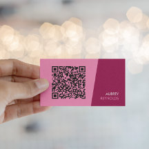 Cartão de Visita Empresarial Código QR Rosa Modern