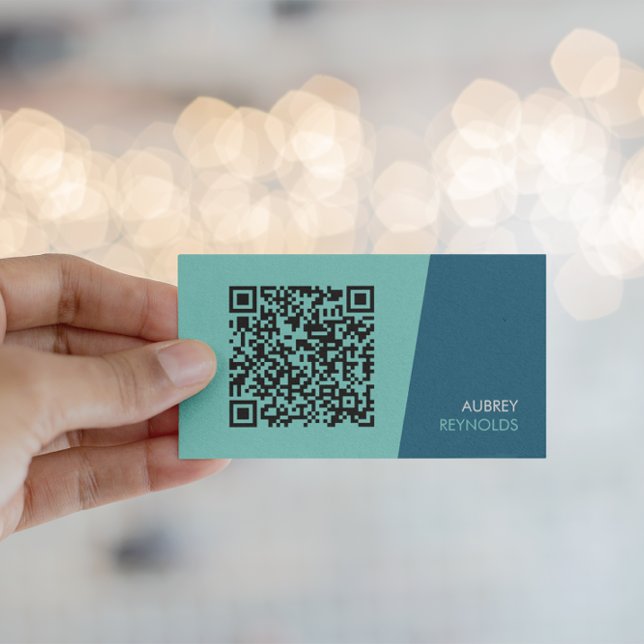 Cartão de Visita Empresarial com Código QR Azul Mo (Criador carregado)