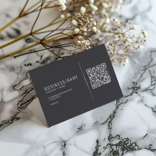 Cartão de visita empresarial com código QR cinza e