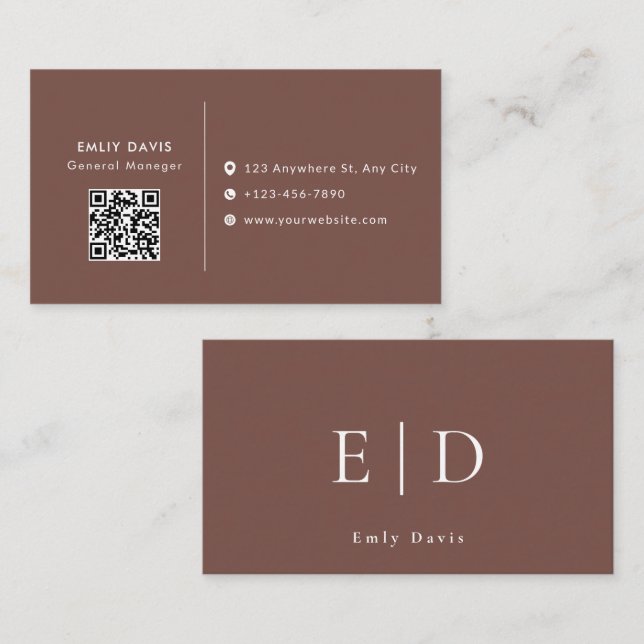 Cartão de Visita Empresarial com Código QR Minimal (Frente/Verso)