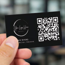 Cartão de Visita Empresarial com Código QR Preto e