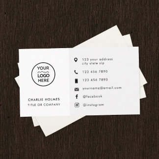 Cartão de Visita Empresarial com Logotipo Branco M