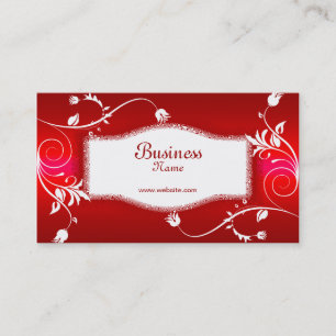 Cartão de Visita Empresarial Floral Vermelho Branc
