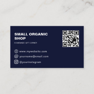 Cartão de Visita Empresarial Moderno QR Azul Marin