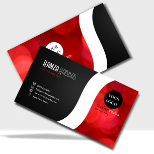 Cartão de Visita Empresarial Preto e Vermelho Mode