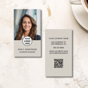 Cartão de Visita Empresarial QR com Logo de Foto P