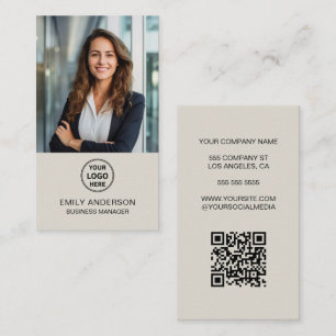 Cartão de Visita Empresarial QR Foto Logotipo Pers
