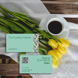 Cartão de Visita Empresarial QR triângulo verde tu