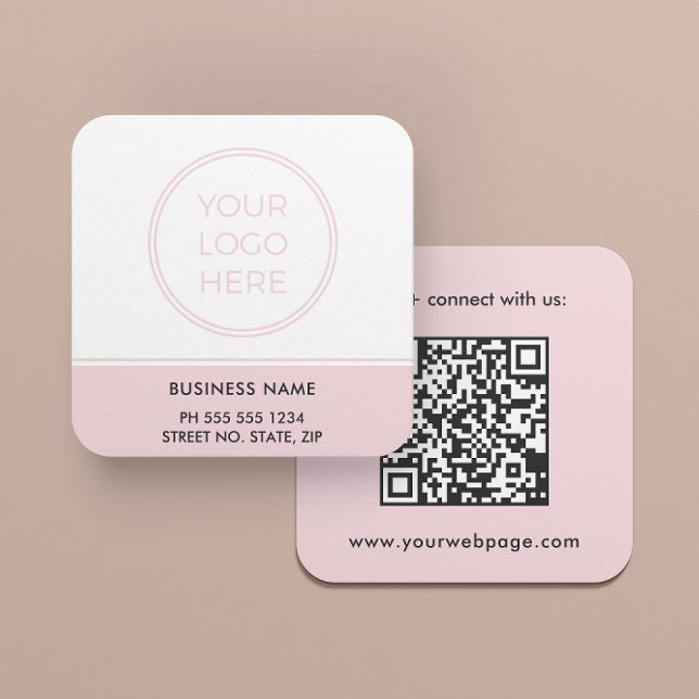 Cartão de Visita Empresarial Quadrado com Código Q (A square card in 2.5 inches is shown. Choose paper and corner style.)