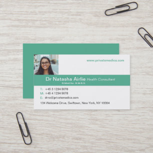 Cartão de visita empresarial simples verde/branco 