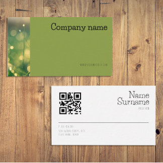 Cartão de Visita Empresarial verde QR foto simples