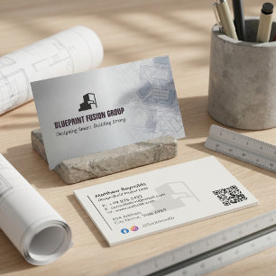 Cartão De Visita Empresas de Construção e Design   Grey Minimalista
