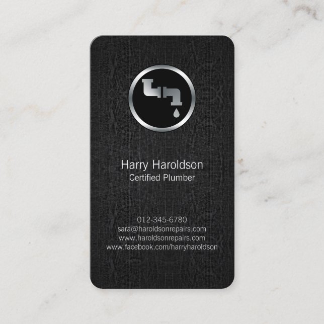 Cartão De Visita Encanador Encanador Enrolando Pipe de Fuga (Frente)