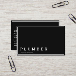 Cartão De Visita Encanador Preto Branco Minimalista Moderno