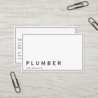 Cartão De Visita Encanador Preto Branco Minimalista Moderno