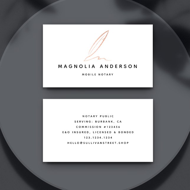 Cartão De Visita Enchimento de Folha Rosa Gold do Agente de Assinat (Criador carregado)