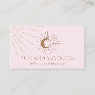 Cartão De Visita Energia Marrom Rosa Cura Luz do Sol Lua Espiritual