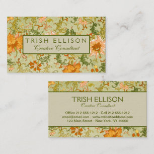 Cartão De Visita Enfeite Chinês Antigo Flores Jones