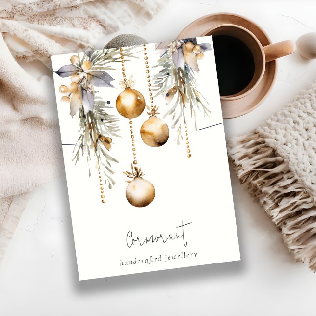 Cartão De Visita Enfeites de natal Dourados Que Ouvem O Retentor De (Criador carregado)