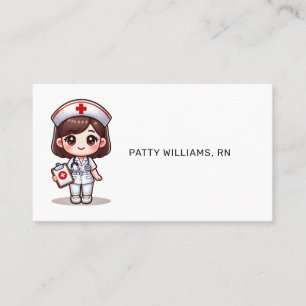 Cartão De Visita Enfermeira de manga bonita com olhos castanhos de