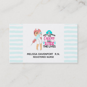 Cartão De Visita Enfermeira engraçada que diz com a agulha