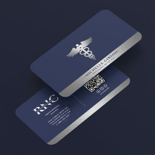 Cartão De Visita Enfermeira Registrada Documento Médico Caduceu Azu