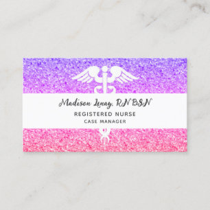 Cartão De Visita Enfermeira Registrada Lente Rosa Púrpura Moderna