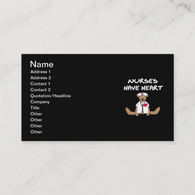 Cartão De Visita Enfermeiras de Ursos Têm Camisas Cardíacas e Prese (Frente)