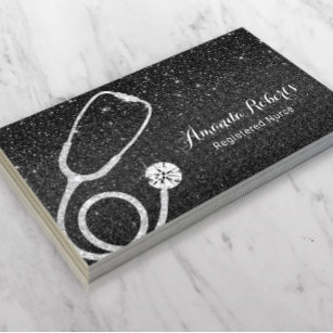 Cartão De Visita Enfermeiro Cuidador Médico Moderno Brilhante Preto