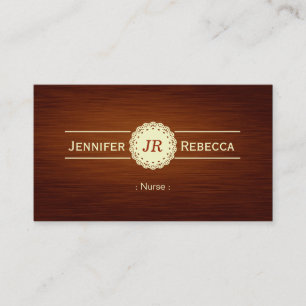 Cartão De Visita Enfermeiro - Monograma de Grãos de Madeira