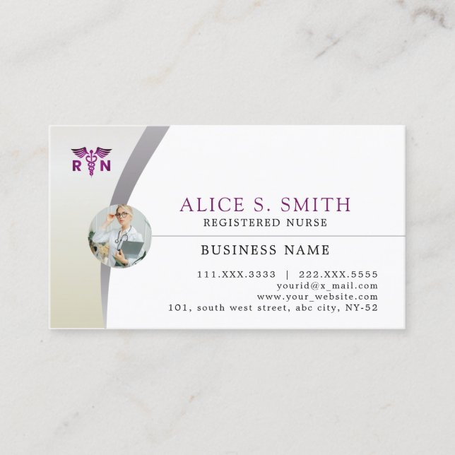 Cartão De Visita Enfermeiro registrado com logotipo RN e foto (Frente)