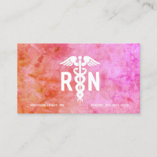 Cartão De Visita Enfermeiro Registrado RN Cor de Laranja Rosa