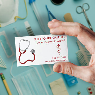 Cartão De Visita Enfermeiro Stethoscope Branco
