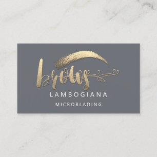 Cartão De Visita Enfumaçado de Mídia Social de Microblading com Log