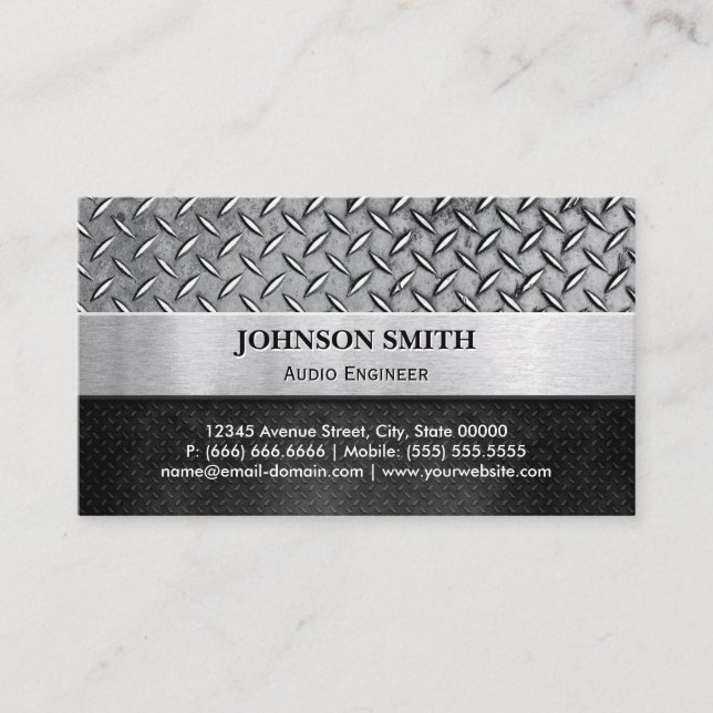 Cartão De Visita Engenheiro de áudio - Placa metálica de diamante (Frente)