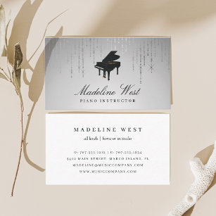 Cartão De Visita Engenheiro de Música Elegante de Piano de Chuva Pr