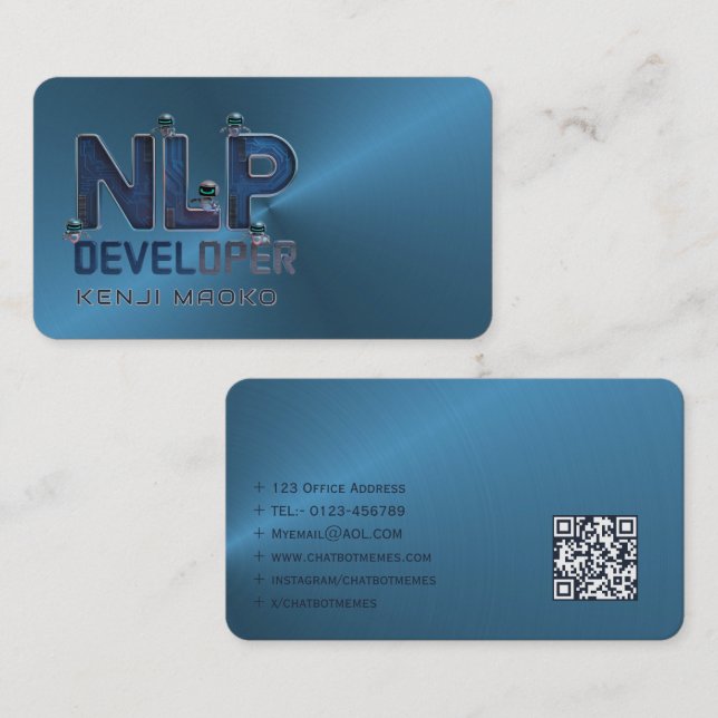 Cartão De Visita engenheiro NLP  Chatbot Desenvolvedor - Placas de  (Frente/Verso)