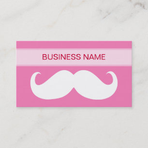 Cartão De Visita Engraçado bigode branco e rosa-claro
