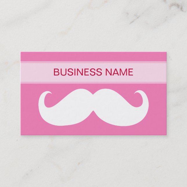 Cartão De Visita Engraçado bigode branco e rosa-claro (Frente)