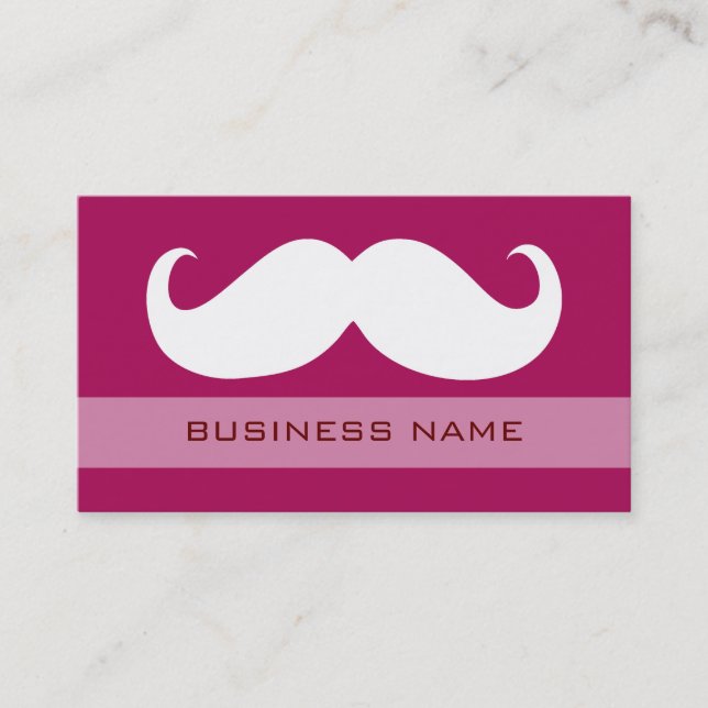 Cartão De Visita Engraçado bigode branco e vermelho comum (Frente)