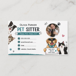 Cartão de Visita Engraçado de Pet Sitter Personali