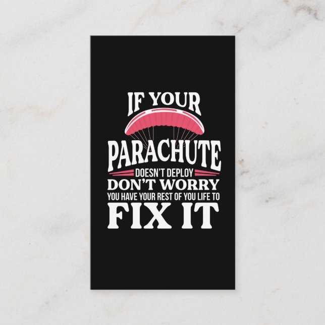 Cartão De Visita Engraçado Paraquedas Hilário do Skydiver (Frente)